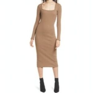 Ribbed long sleeve bodycon dress